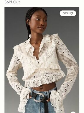 Anthropologie Embroidered Lace Cropped Jacket NWT Size Small